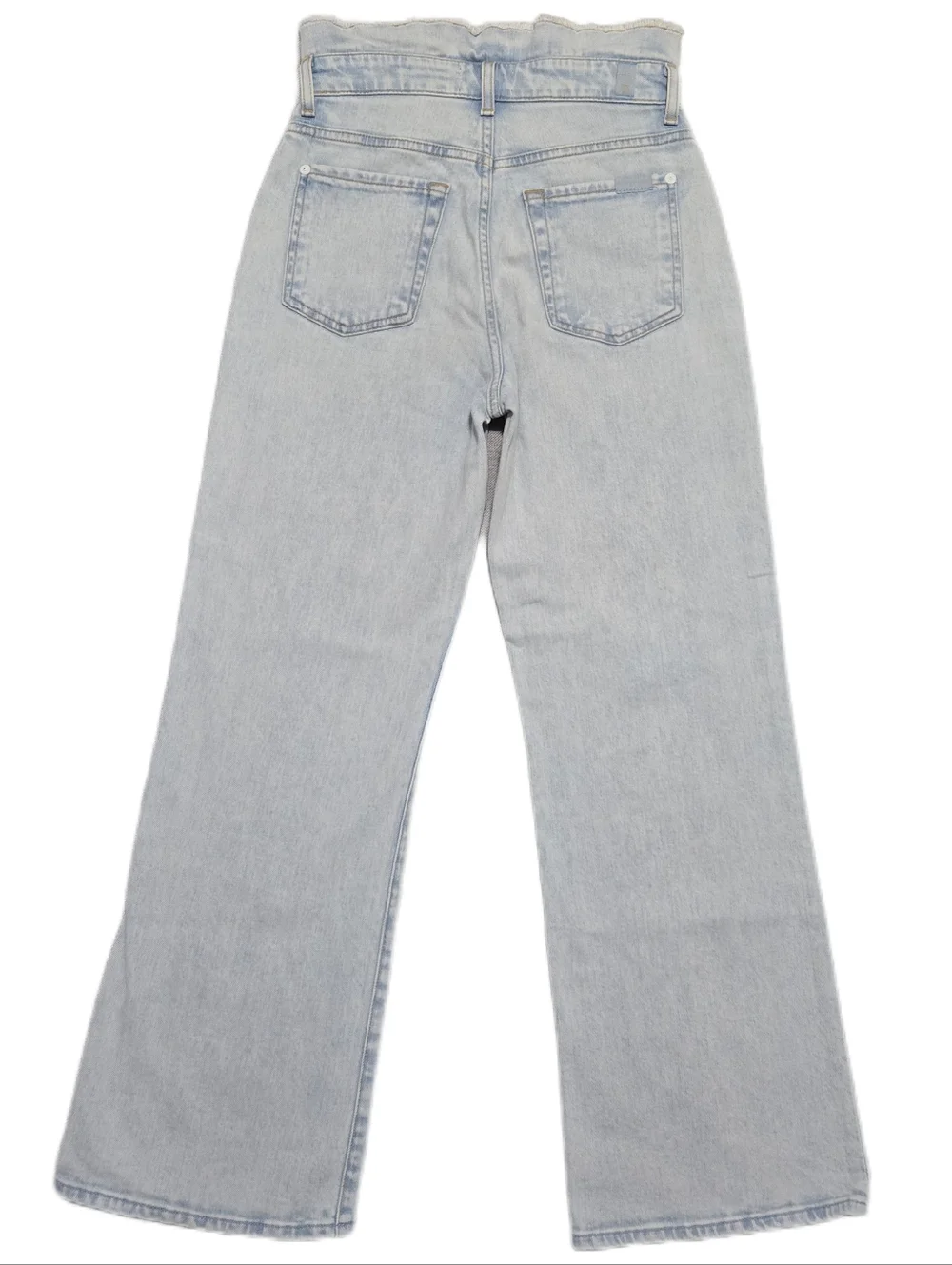 ​7 For All Mankind High Rise Paperbag Waist Straight Leg Jeans Light Wash 25